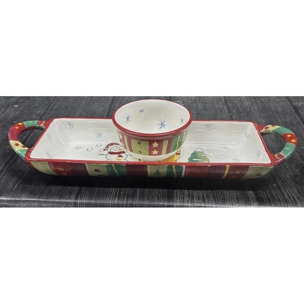 Tabletops Gallery‎ Winterland Christmas Chip and Dip Serving Tray and Bowl Set